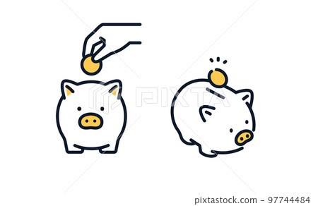 pig piggy bank and hand simple icon illustration material pig piggy bank and hand simple icon illustration material 97744484