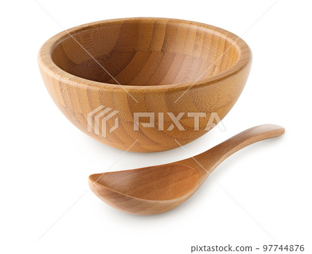 Wooden bowl and spoon 97744876