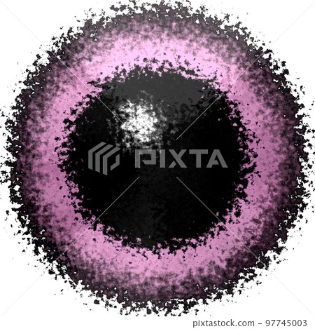 Pink dilated eye of feline animal with colored iris 97745003
