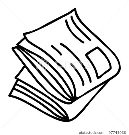 Folded newspapers. Vector illustration. Linear hand drawn doodle. paper news media. Folded newspapers. Vector illustration. Linear hand drawn doodle. paper news media. 97745088