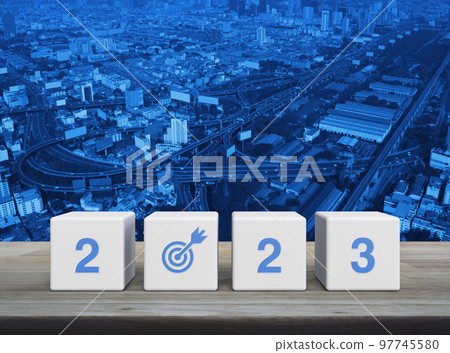 Happy new year 2023 success concept 97745580
