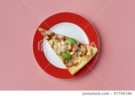 A piece of delicious homemade pizza on a plate 97746196
