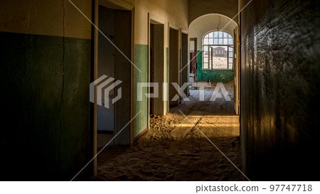 Kolmanskop ghost town near Luderitz in Namibia. 97747718