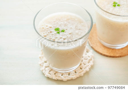 homemade soy milk banana smoothie 97749084
