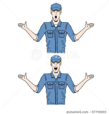 Caucasian worker to explain Caucasian worker to explain 97749893