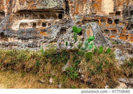 Ventanillas de Otuzco Peruvian archaeological site, cemetery in the rock 97750680
