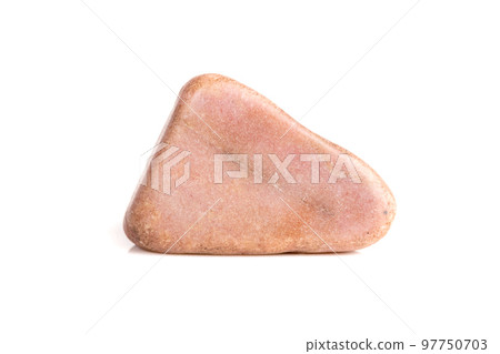 Macro mineral stone Pink quartz on a white background Macro mineral stone Pink quartz on a white background 97750703