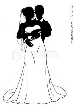 Bride And Groom Couple Wedding Dress Silhouettes Bride And Groom Couple Wedding Dress Silhouettes 97751379