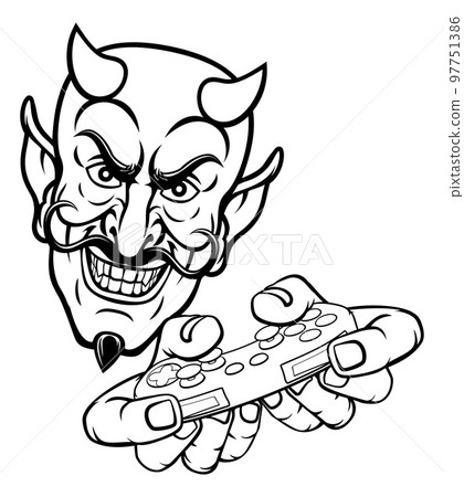 Devil Gamer Video Game Controller Mascot Cartoon Devil Gamer Video Game Controller Mascot Cartoon 97751386