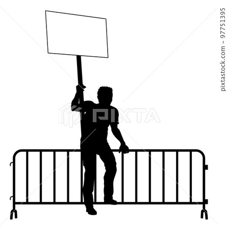 Protest Rally March Picket Sign Silhouette Person Protest Rally March Picket Sign Silhouette Person 97751395