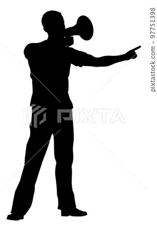 Protest Rally March Megaphone Silhouette Person 97751398