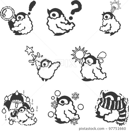 Cute emperor penguin baby icons with various expressions Cute emperor penguin baby icons with various expressions 97751660