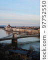 View of the Danube, the Hungarian Parliament Building and the Chain Bridge, vertical photo 97752550