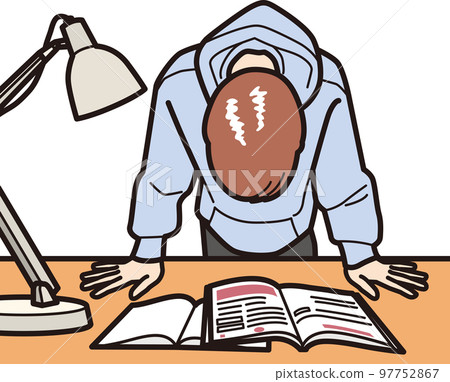 學習,一個在參考書前低著頭的男孩 學習,一個在參考書前低著頭的男孩 97752867