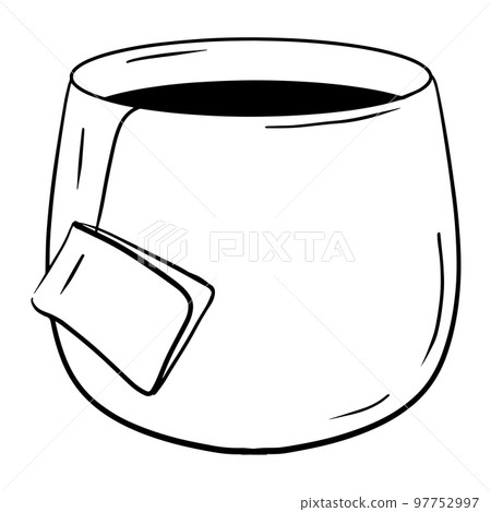 Vector illustration of herbal or black tea. Hand drawn doodle of drink in a teacup. 97752997