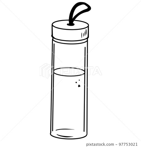 Vector illustration of water bottle for sport. Hand drawn doodle of container with liquid. 97753021