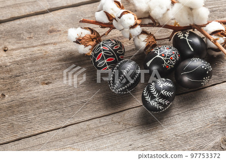 Decorated Black and White Pysanka Easter Eggs 97753372