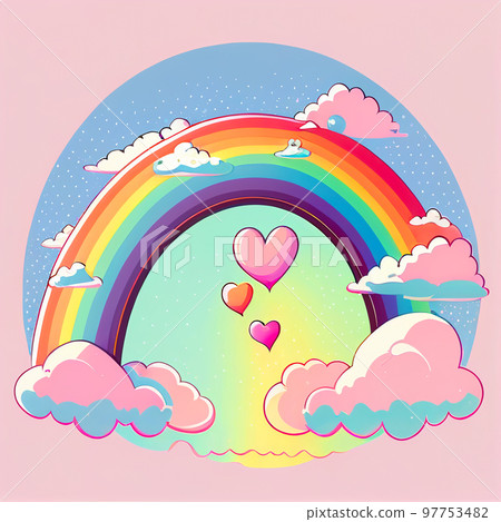 Heart. Rainbow. Cartoon heart in the sky with a rainbow. Valentine background. Love. Valentine's day poster. Lgbt love 97753482