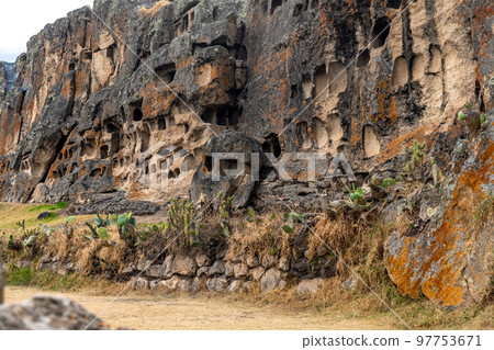 Ventanillas de Otuzco Peruvian archaeological site, cemetery in the rock 97753671