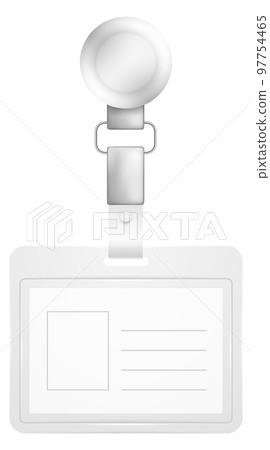Name badge mockup. Realistic blank tag holder 97754465