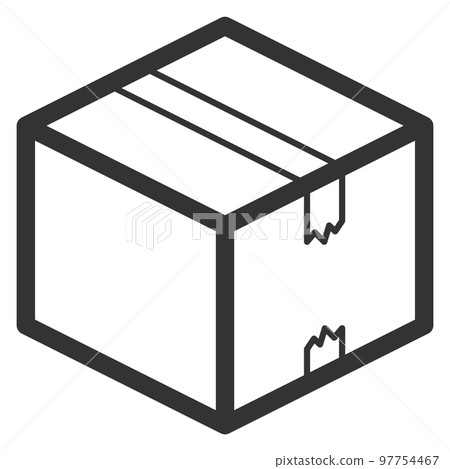 Sealed cardboard box icon. Shipping parcel linear symbol 97754467