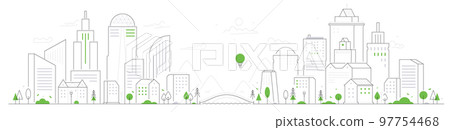 Cityscape - thin line design style vector illustration 97754468