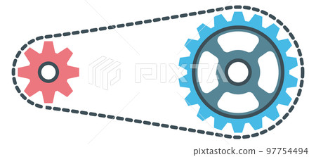 Power transmit belt icon. Machine color element 97754494