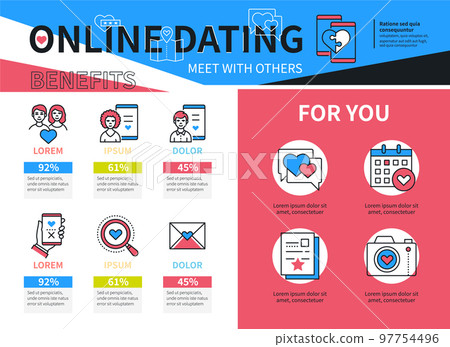 Online dating - vector line design style banner 97754496