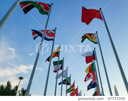 Flags of different countries at Seoul Olympic Park 97755300