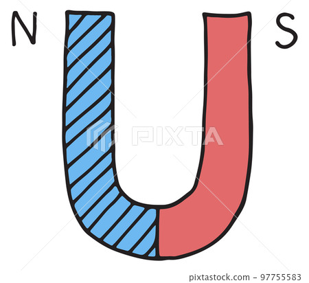 Magnet icon. Horseshoe shape color doodle symbol 97755583