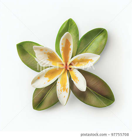 Paogo flower in top view, isolated on a white background, suitable for use on Valentine's Day cards. 97755708