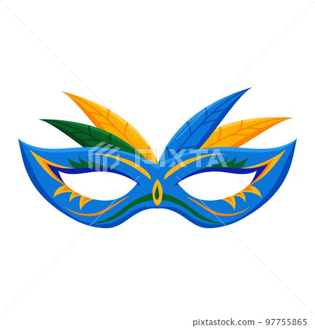 Masquerade blue mask with yellow feathers template 97755865