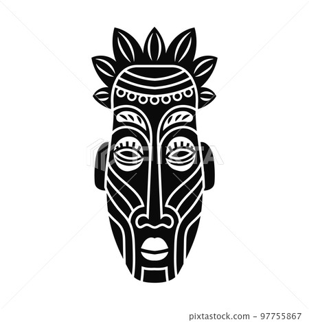 Black ethnic african mask. Totem head of ancient aboriginal deities for religious rituals 97755867