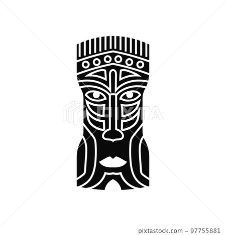 Ceremonial black ancient aborigine mask 97755881
