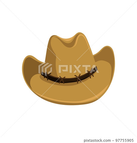 Yellow cowboy hat template. Traditional retro headdress of american cowboys 97755905