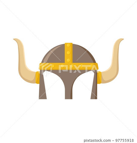 Viking helmet with horns. Protective steel headdress 97755918