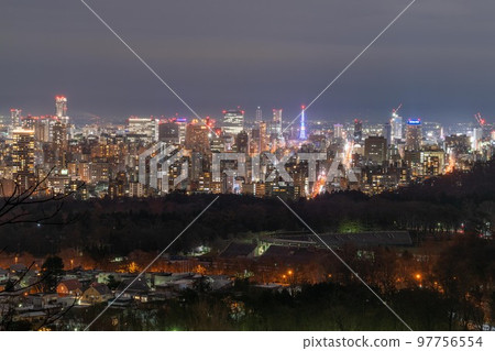 北海道，札幌，夜景，城市景觀，城市景觀，新井山 97756554