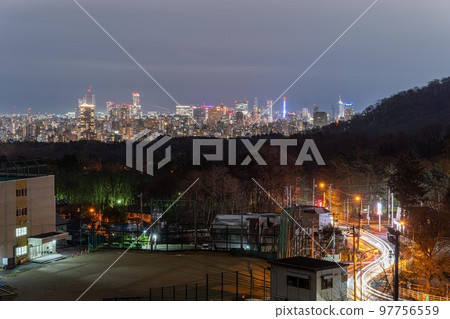 北海道，札幌，夜景，城市景觀，城市景觀，新井山 97756559