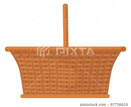 Picnic basket icon. Cartoon straw homemade wicker 97756628