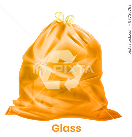 Glass waste bag. Recycling trash. Realistic garbage package 97756768