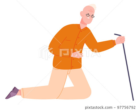 Hurted man after falling down. Elderly person accident Hurted man after falling down. Elderly person accident 97756792
