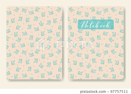 Blue colored leaves background template for notebook. Blue colored leaves background template for notebook. 97757511