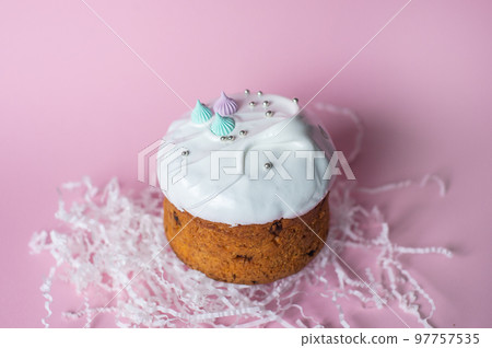 Festive cake in white glaze Festive cake in white glaze 97757535
