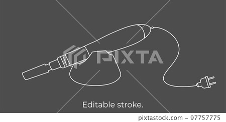Derma roller, dermapen or mesopen line icon for face treatment. Vector stock illustration isolated on black background. Editable stroke. EPS 10 97757775