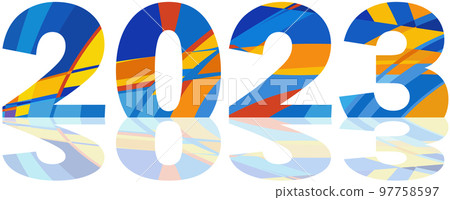 New Year 2023 caption geometric design or greeting card New Year 2023 caption geometric design or greeting card 97758597