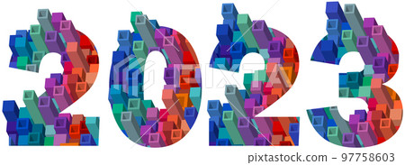New Year 2023 3d geometric design element or greeting card New Year 2023 3d geometric design element or greeting card 97758603