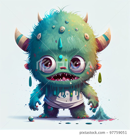 Illustration cartoon cute Monsters on isolated background (Created with Generative AI technology). Illustration cartoon cute Monsters on isolated background (Created with Generative AI technology). 97759051