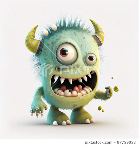 Illustration cartoon cute Monsters on isolated background (Created with Generative AI technology). Illustration cartoon cute Monsters on isolated background (Created with Generative AI technology). 97759058