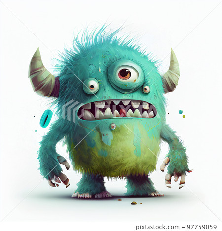 Illustration cartoon cute Monsters on isolated background (Created with Generative AI technology). 97759059