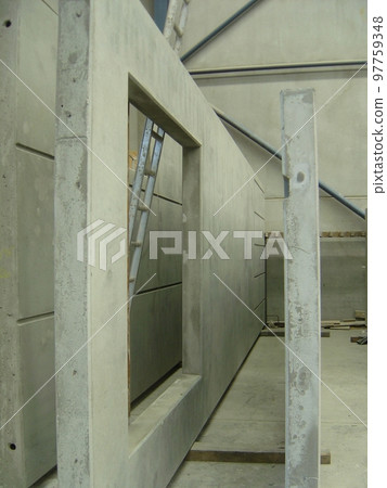 Picture of precast concrete walls in the warehouse Picture of precast concrete walls in the warehouse 97759348